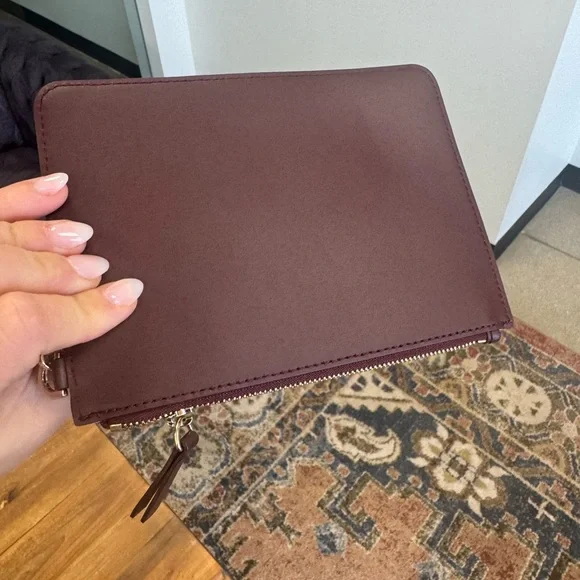 OAD New York burgundy leather wristlet NWOT